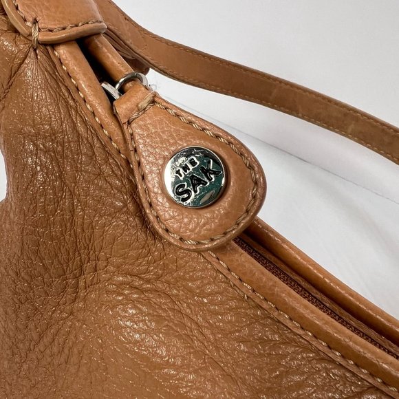 The Sak mini shoulder bag beige pebbled leather small hand bag zip closure - Picture 3 of 16